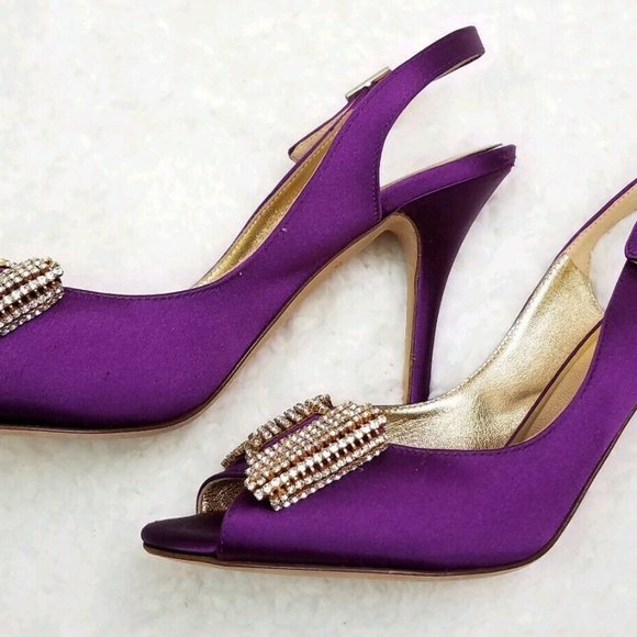 Kate Spade Crown Satin Purple Rhinestone 6B Italy